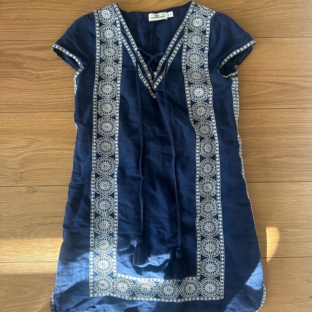 Vineyard Vines Navy Tunic with White Embroidered Detail